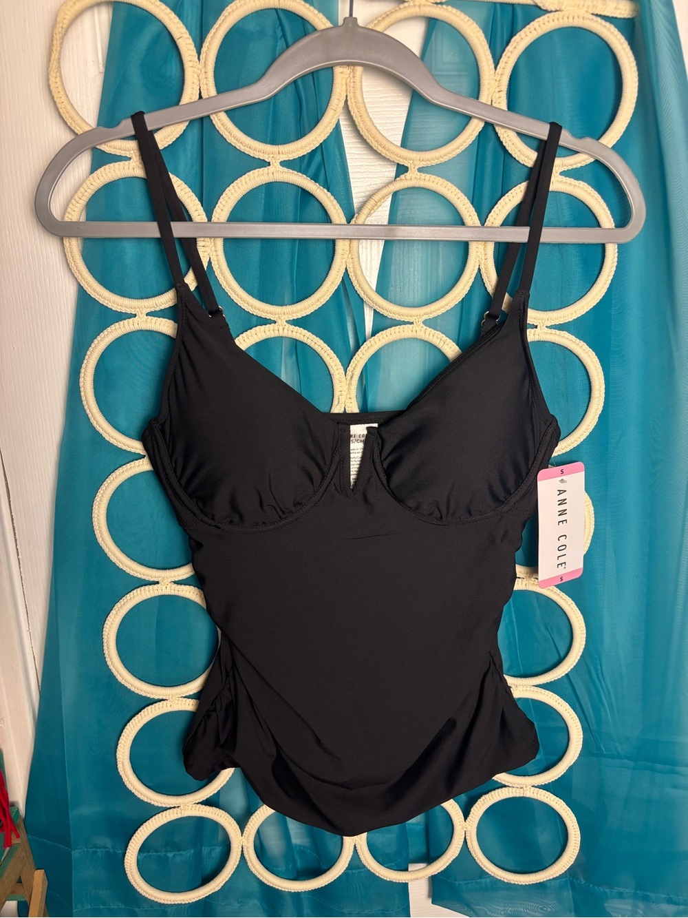 Anne Cole Solid Black Underwire Swim Tankini Top NWT SIZE SMALL - Picture 3 of 12